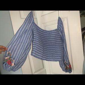 Blue off the shoulder top